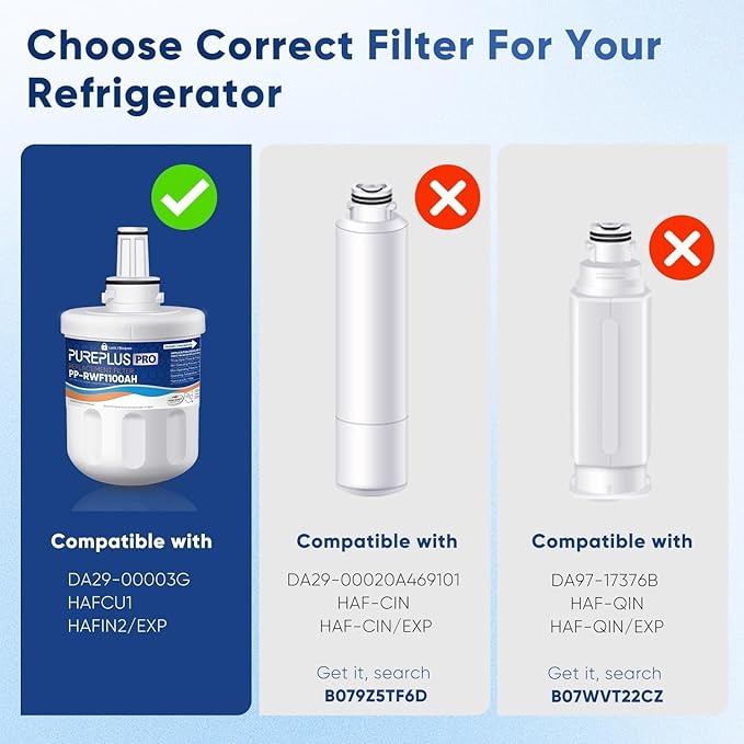 PUREPLUS DA29-00003G NSF 53&42 Certified Water Filter Replacement for Samsung DA29-00003B Aqua-Pure Plus DA29-00003A,DA20-00003G,HAFCU1,DA29-00003F,RFG297AARS,RFG237AARS,RSG257AARS Refrigerator, 3Pack