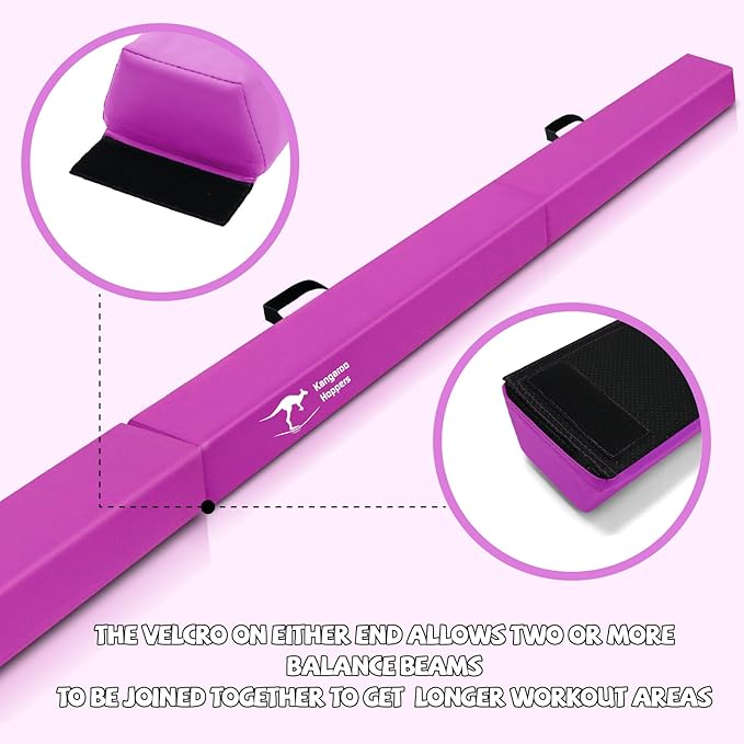 Kangaroo Hoppers Folding & Adjustable Balance Gymnastics Beam for Kids Ages 3-12, Extra Firm Floor Beam for Beginners and Professionals Home Training Equipment with Anti-Slip Foot, 8FT / 40 Inch