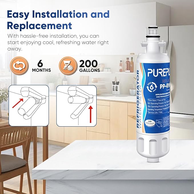 PUREPLUS LT700P NSF 53&42 Certified Replacement for LG ADQ36006101 Kenmore 469690, ADQ36006102, LFXS30766S, LFX28968ST, LFX31925ST, LFX31945ST, LT120F Refrigerator Water and Air Filter Combo, 3Pack