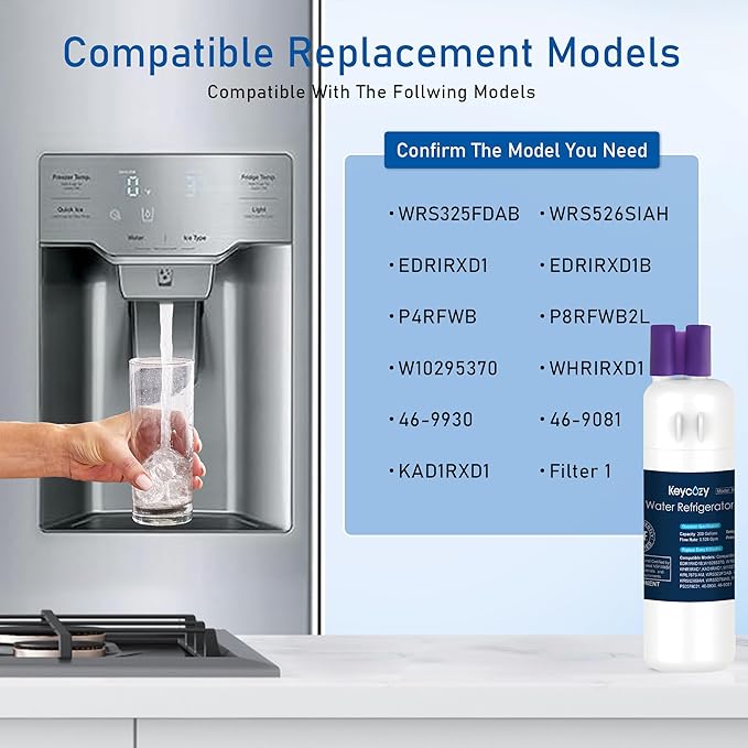 K001 Refrigerator Water Filter Replacement for EDR1RXD1, Everydrop Filter 1, W10295370, WHR1RXD1, KAD1RXD1, P4RFWB, P8RFWB2L, Compatible for Kenmore 46-9930, 46-9081 (1)
