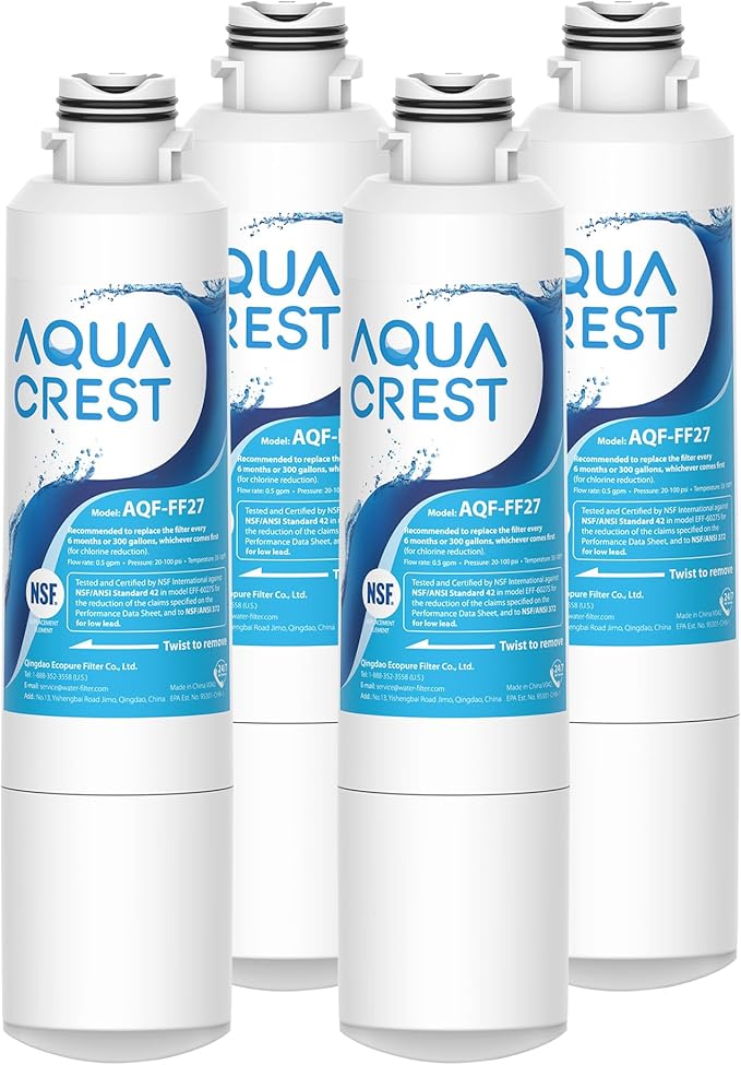 AQUA CREST DA29-00020B Replacement for Samsung® HAF-CIN/EXP, DA29-00020B-1, RF28HMEDBSR, RF263BEAESR, RF4287HARS, HAF-CIN, DA97-08006A-1, RF28K9380SR, RF28HFEDTSR, Refrigerator Water Filter, 4 Filters