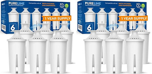 Pureline Replacement for Brita® Filter, Pitchers and Dispensers, Classic 35557, OB03, Mavea® 107007, Replacement for Brita® Pitchers Grand, Lake, Capri, Wave and More (12 Pack)