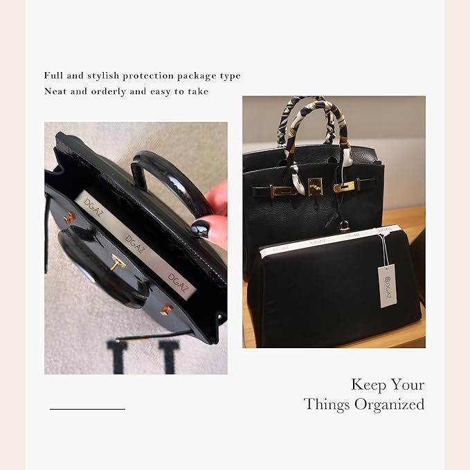 DGAZ Purse Pillow Shaper Insert,Luxury Handbag Tote Shapers, Memory Foam- Fits Birkin 20/25/30/35/40/45/50 Bag(Black,BK20)