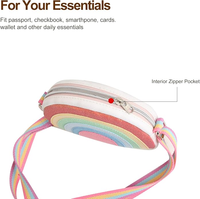 Toddler Purse Easter Basket Stuffers Gifts for Kids: 2 3 4 5 6 7 8 Year Old Girl Birthday Gift, Rainbow Crossbody Bag