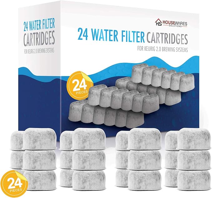 Pack of 24 Replacement Charcoal Water Filters for Keurig Coffee Machines By Housewares Solutions