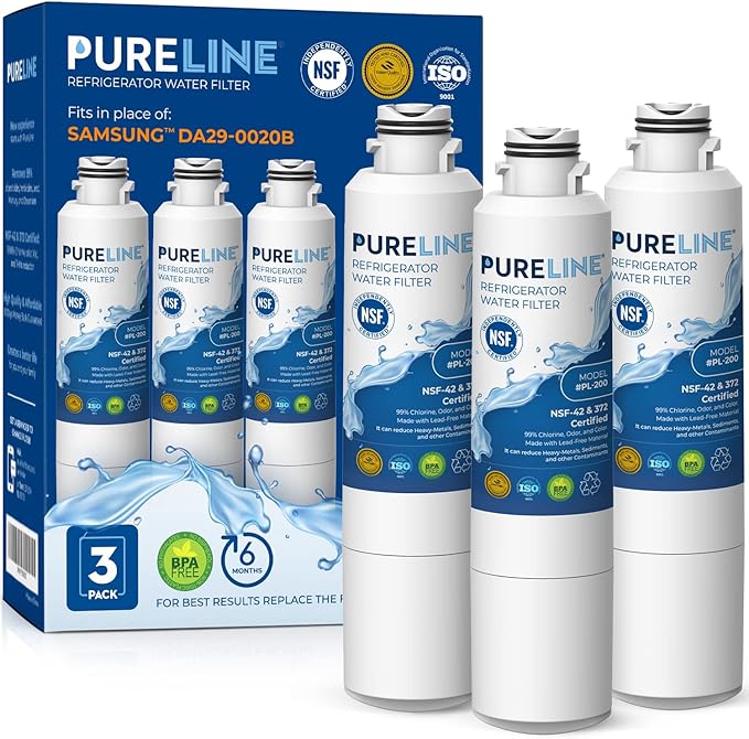 Pureline DA29-00020B Water Filter Replacement for Samsung® DA29-00020A/B, HAF-CIN/EXP, HAF-CIN, Kenmore 46-9101, 469101, 9101 Refrigerator Water Filter (3 Pack)