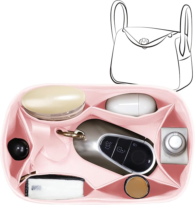 Silky Bag Insert Fit for Hermes Lindy 19/26, Silky Purse Organizer, Lightweight and Silk Touch (Fits Mini Lindy 19, Pink)