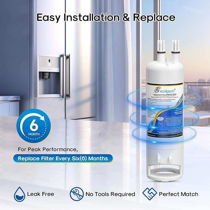 EXCELPURE WHR1RXD1 Replacement for EDR1RXD1 Refrigerator Water Filter, Everydrop® Filter 1, W10295370A, KAD1RXD1, P4RFWB, 46-9081, 46-9930, P5WB2L, PS2378001, 1Pack
