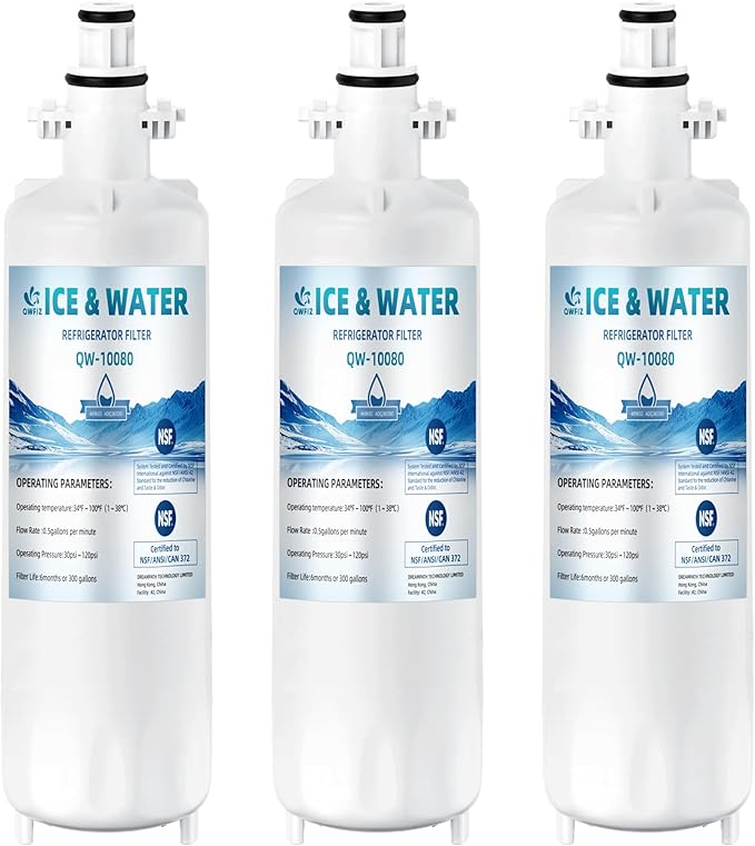 3-Pack ADQ360061 LT700P Water Filter Replacement for LG Kenmore Elite, Compatible with LG ADQ36006101 795 9690 LFDS22520S LFXS30766S, 200 Gallon Capacity