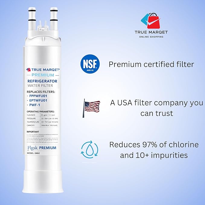 FPPWFU01 Water Filter Replacement for Frigidaire FPPWFU01 Water Filter Compatible with PurePour PWF-1, Electrolux EPPWFU01 PureAdvantage PWF-1 2 Pack NEW
