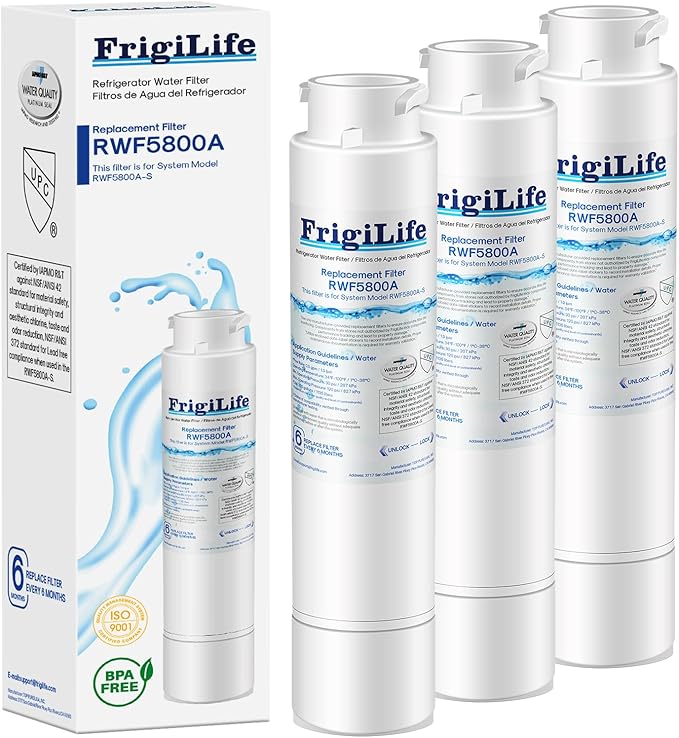 RWF5800A Replacement for Frigidaire EPTWFU01, EWF02, Pure Source Ultra II, PureSource Ultra 2, SCWFTCTO1, EPTWFUO1, GP006, CLCH128, SMF1007, DE022 TH-01 MR022 Refrigerator Water Filter 3PACK