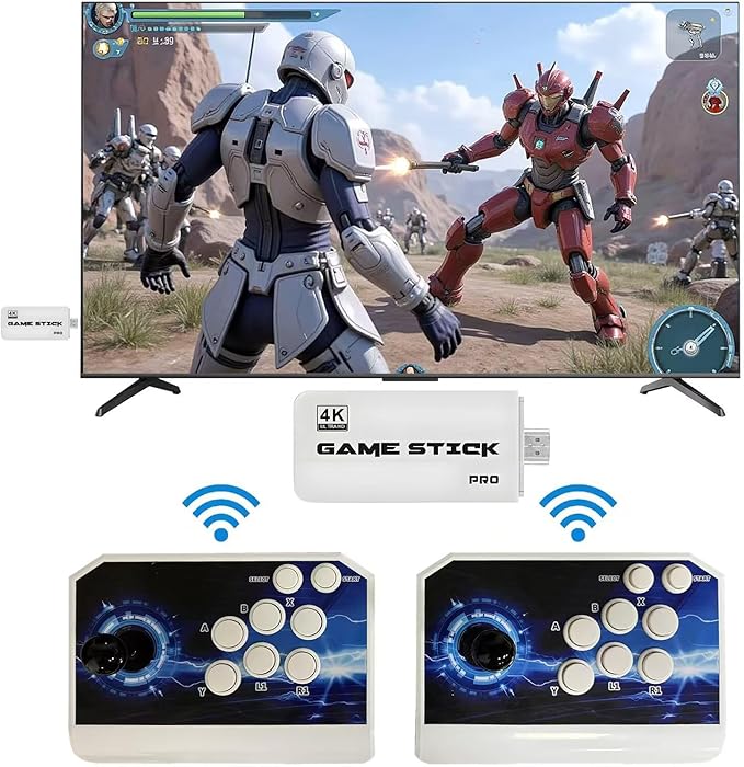 [39800 Games in 1] Pandora Box 3D Game Stick, Double Wireless Joystick Arcade Console, Plug and Play Arcade Game Machine, Compatible PC & Projector & TV