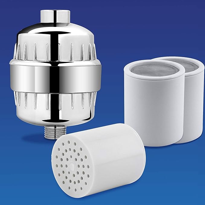 AquaBliss SF220 Shower Filter with 1 Replaceable Multi-Stage Filter Cartridge Inside - Plus 3 Extra SFC220 Filter Cartridges (Exclusive Bundle)