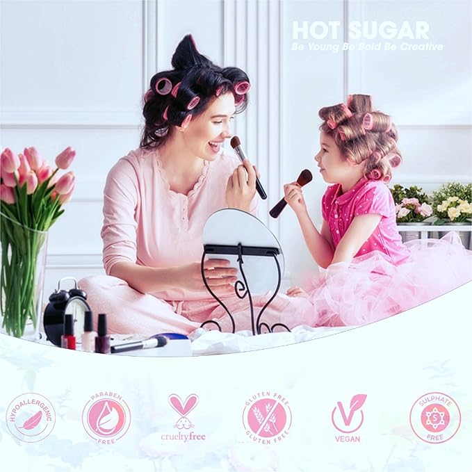Hot Sugar Makeup Kit for Girls, Makeup Set with Reusable Train Case Includes Eyeshadow Palette, Blush, Lipstick, Lip Pencil, Eye Pencil