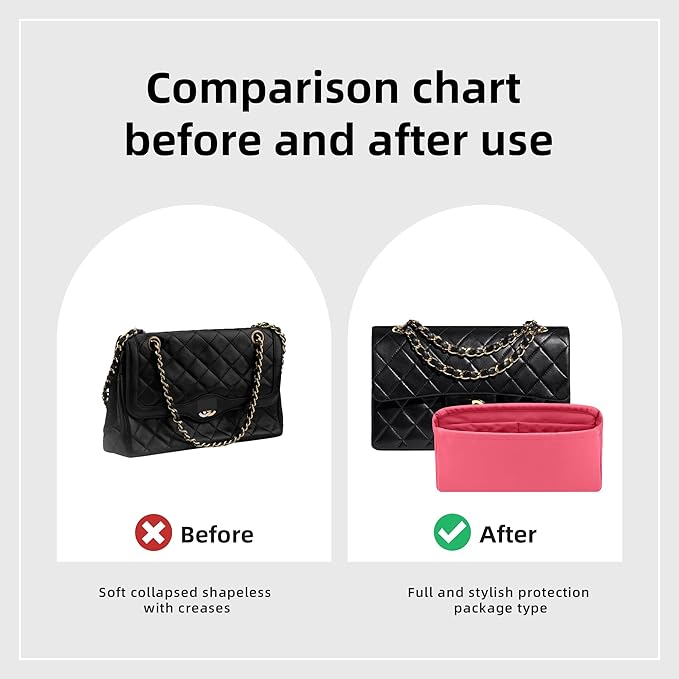DGAZ Purse Organizer Insert，Silk Bag Organizer，Luxury Handbag & Tote Shaper Fits Chanel CF Bags