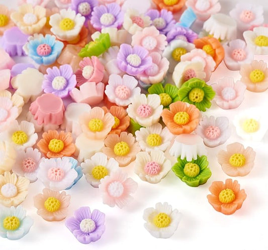 90Pcs Glow in The Dark Resin Flower Charms for Craft Daisy Flower Nail Charms Luminous Daisy Flatback Cabochons for Scrapbooking Phone Case Decor Hair Chip Fairy Garden Decor