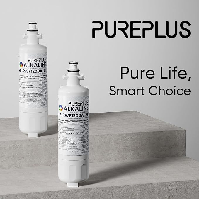 PUREPLUS Alkaline 469690 LT700P Replacement for LG Kenmore Elite 9690, ADQ36006102, ADQ36006101, LFXS30766S, LFX28968ST,LFX31925ST,PL-500,RWF1052, LT120F Refrigerator Water and Air Filter Combo, 3PACK