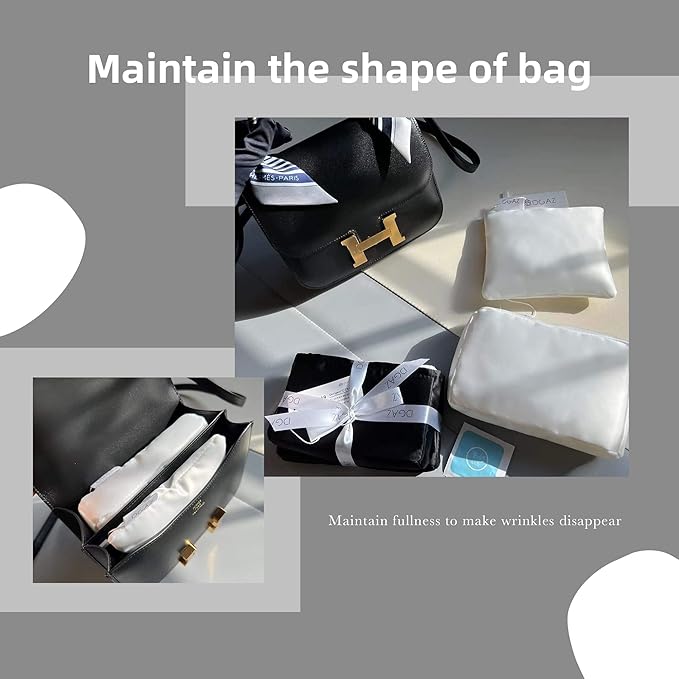 DGAZ Bag Pillow Shaper Insert for Luxury Handbags, Silky Pillow Shaper for Hermes Constance 19/New19/24/New24 Bags（C24,White）