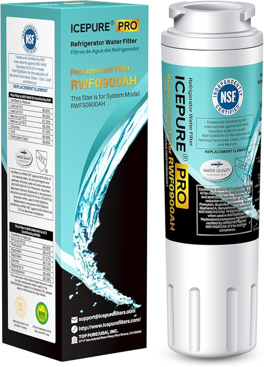 ICEPURE PRO UKF8001 NSF401&473&53&42 Certified Replacement Everydrop EDR4RXD1, Filter 4, Maytag UKF8001AXX UKF8001P, Whirlpool 4396395 WF-UKF8001 FMM-2 MPF15090 SGF-M9 Refrigerator Water Filter 1PACK