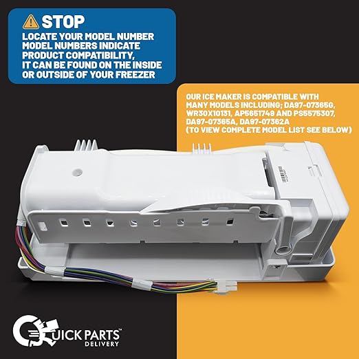 DA97-07365G Refrigerator Ice Maker Replacement - 13.5" x 4.75" x 4.75" OEM Ice Maker Replacement Parts - Compatible with DA97-07365G, DA97-07603B, DA97-15217D and 80+ Models