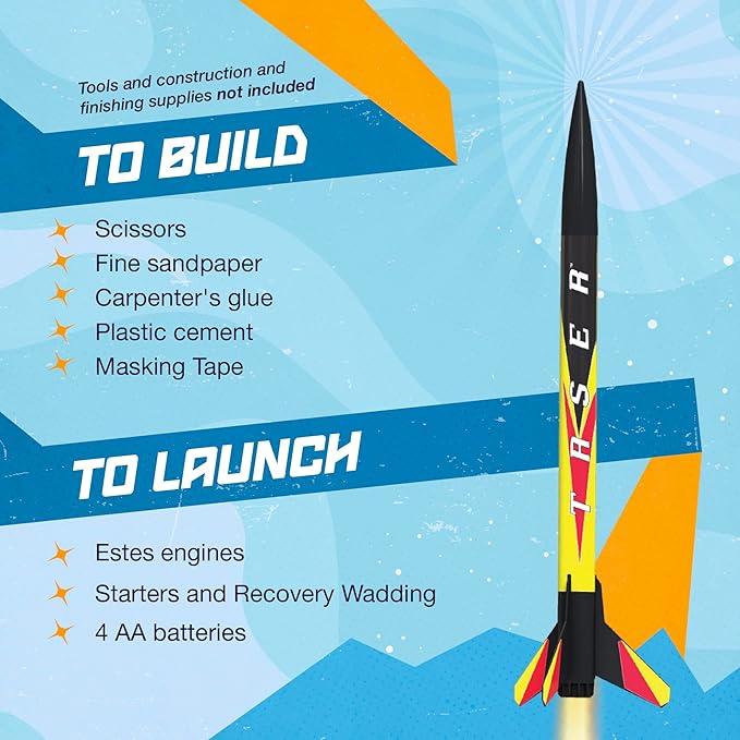 Estes 1491 Taser Rocket Launch Set, Beginner Flying-Rocket-Model Building Kit for Ages 10+, Includes Launch Pad System