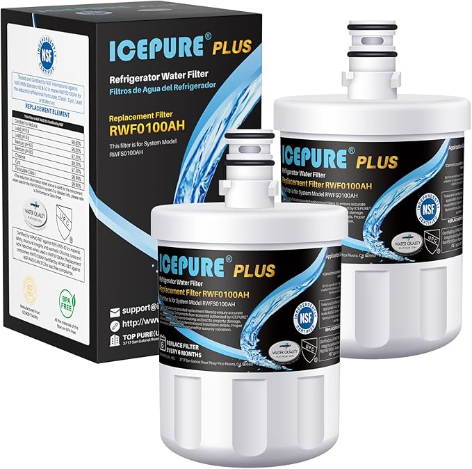 ICEPURE PLUS NSF53&42 Premium 5231JA2002A Refrigerator Water Filter Replacement for LG LT500P, ADQ72910901 ADQ72910907, ADQ72910911, GEN11042FR-08, Kenmore 9890, 469890, LFX25973D, LFX25974ST, 2PACK