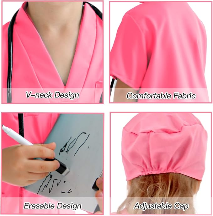 Liberry Doctor Costume for Kids, Toddler Doctor Dress Up Clothes with Real Stethoscope, Career Day Role Play Gift for Girls