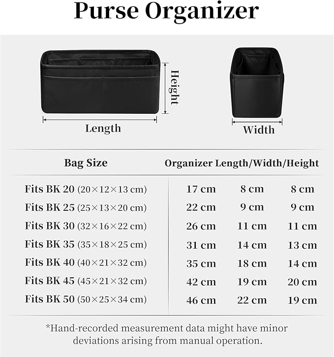 Organizer Insert for Hermes Bags, Luxury Bags Storage with Silk, Fits Birkin 35 Bags, Lightweight Shaper with Multiple Pockets for Daily Use (Black, Birkin35)