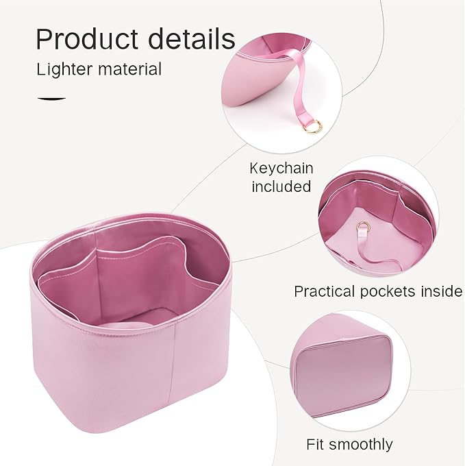 Silky Bag Insert Fit for Hermes Picotin 18/22, Silky Purse Organizer, Lightweight and Silk Touch (Fits PC18, Mauve Sylvestre)