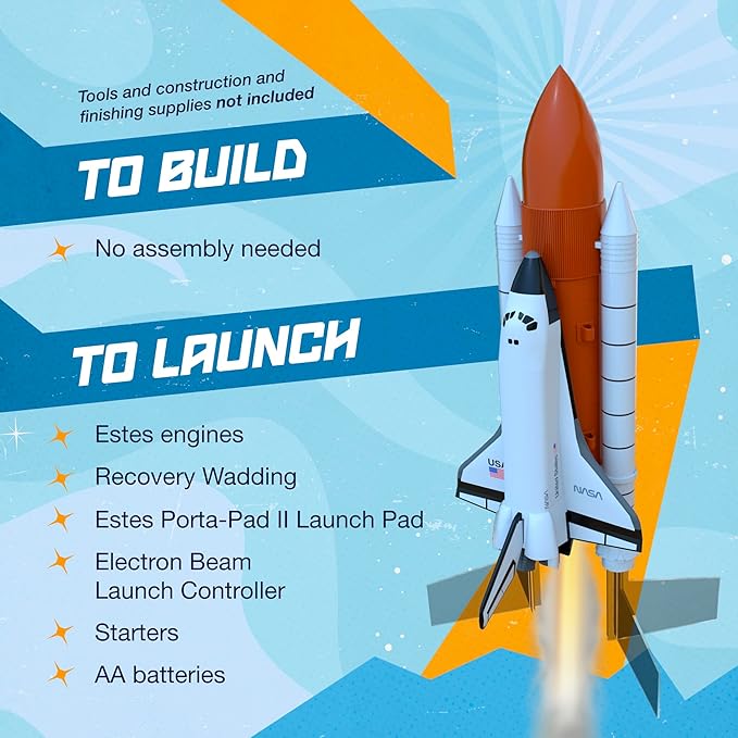 Estes 009991 Space Shuttle Model Rocket - Launch Up to 600 ft - Replica Rocket for Kids, Teens, & Adults - No Assembly Required - Launch Pad & Engine Sold Separately