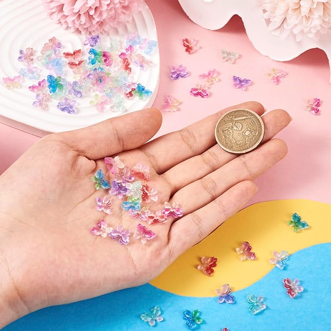 160Pcs 8 Colors Luminous Resin Butterfly Nail Charms, Glow in the Dark, Nail Art Decoration Accessories
