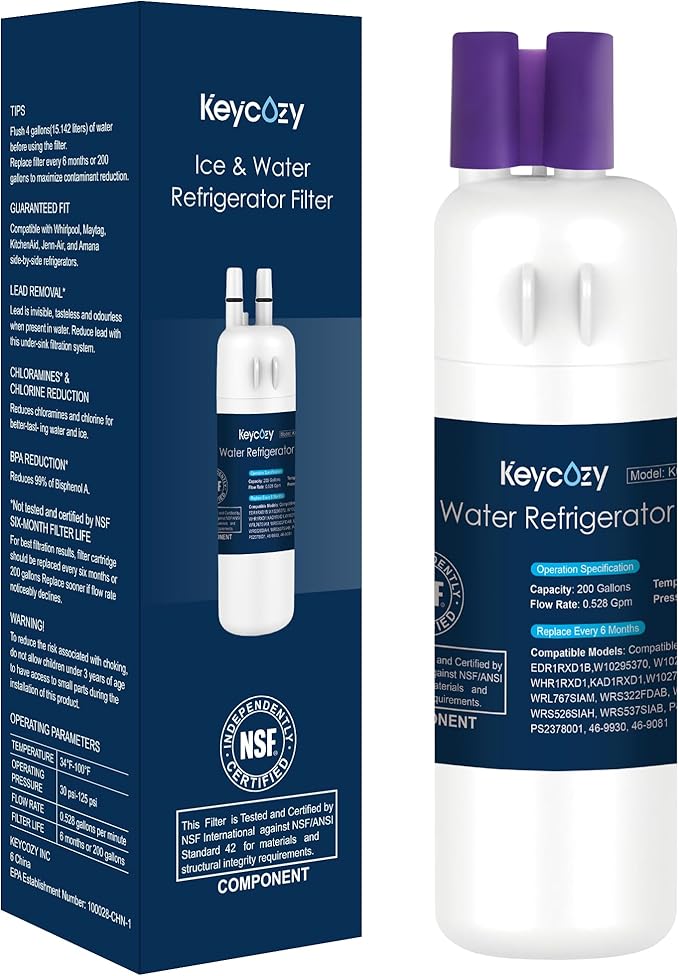 K001 Refrigerator Water Filter Replacement for EDR1RXD1, Everydrop Filter 1, W10295370, WHR1RXD1, KAD1RXD1, P4RFWB, P8RFWB2L, Compatible for Kenmore 46-9930, 46-9081 (1)