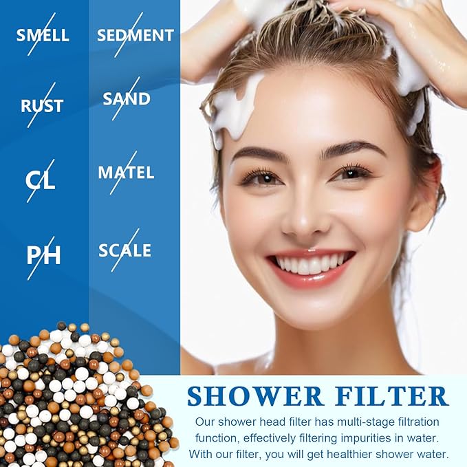 Water Replacement Filter for Shower Head,Compatible with SR SUN RISE Handheld Shower Head Cartridge,for Hard Water Remove Chlorine and Harmful Substances.（2 Pack）