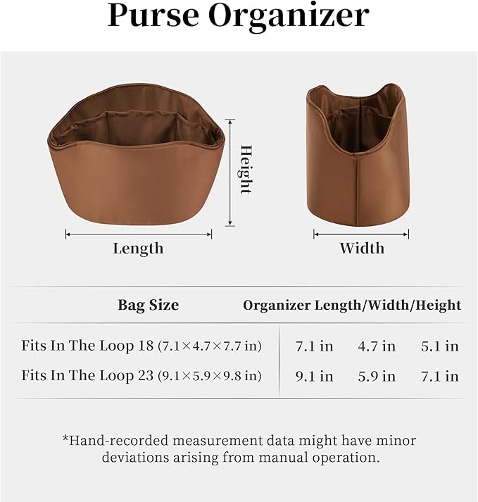 Purse Organizer Insert for In The Loop 18/23, Satin Bag Organizer Compatible with Hermes Bags, Lightweight Women Purse Essentials, Soft Touch Inner Liner with Multiple Pockets(Gold, Loop 18)