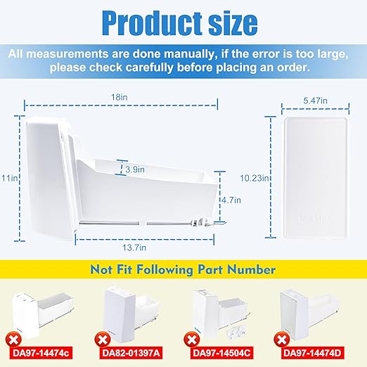 Upgraded DA97-20156B Refrigerator Ice Bucket Compatible with Samsung Refrigerator Ice Container Assembly RF28R7351SG, RF28R7201SG, RF27T5241SG, etc, Ice Maker Ice Bin, One Year Warranty