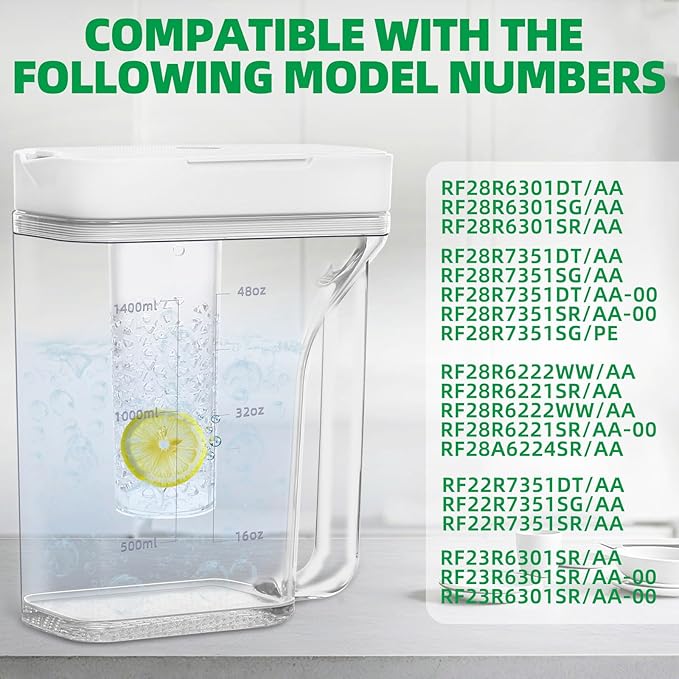 Upgraded DA97-17395B Refrigerator Water Pitcher for Samsung RF28R7351SG RF28R7351SR RF22R7351SR RF23R6301SR RF28R6221SR, Compatible with Samsung Refrigerator Replacement Water Reservoir/Tank, No leaks