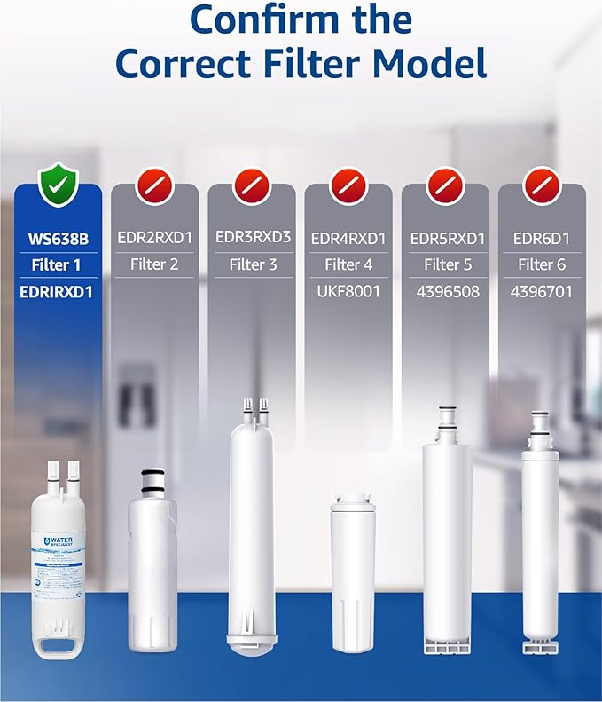 Waterspecialist EDR1RXD1 Replacement for Everydrop® Filter 1, W10295370A, EDR1RXD1B, P8RFWB2L, P4RFWB, Kenmore® 46-9081, 46-9930, WS638 Refrigerator Water Filter, 2 Filters