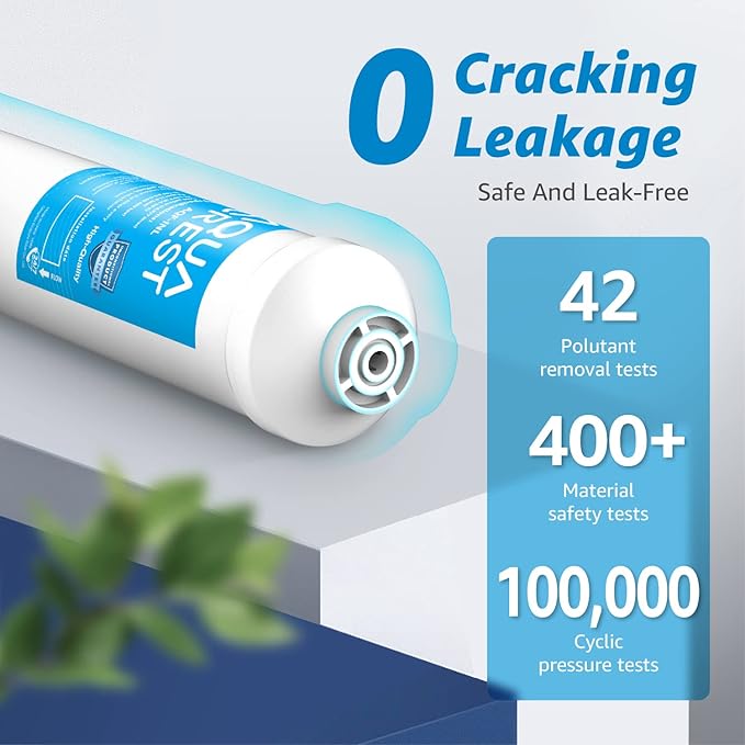 AQUA CREST INL 5 Years Inline Water Filter for Ice Maker with 1/4-Inch Direct Connect Fittings, Idea for Ice Maker, Refrigerator, RV, Inline Refrigerator Water Filter Reduces Chlorine, Taste& Odor