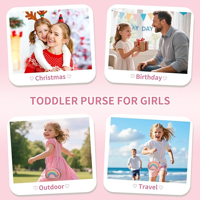 Toddler Purse Easter Basket Stuffers Gifts for Kids: 2 3 4 5 6 7 8 Year Old Girl Birthday Gift, Rainbow Crossbody Bag