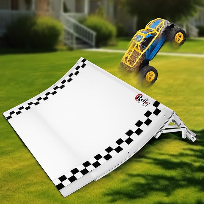 RC Car Jump Ramp Takeoff Board RC Stunt Playset for 1/8 1/10 1/12 1/14 1/16 1/18 1/24 Remote Control Car, 65 * 50 * 24cm