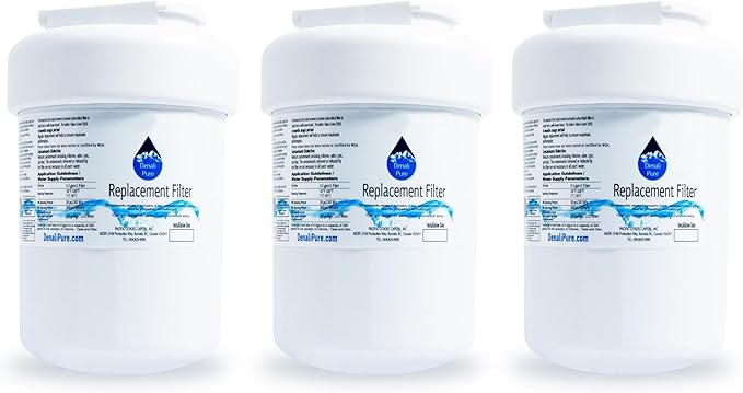 Denali Pure 3-Pack Replacement for GE ZISS480DRESS Refrigerator Water Filter - Compatible with MWF, MWFP Fridge Water Filter Cartridge