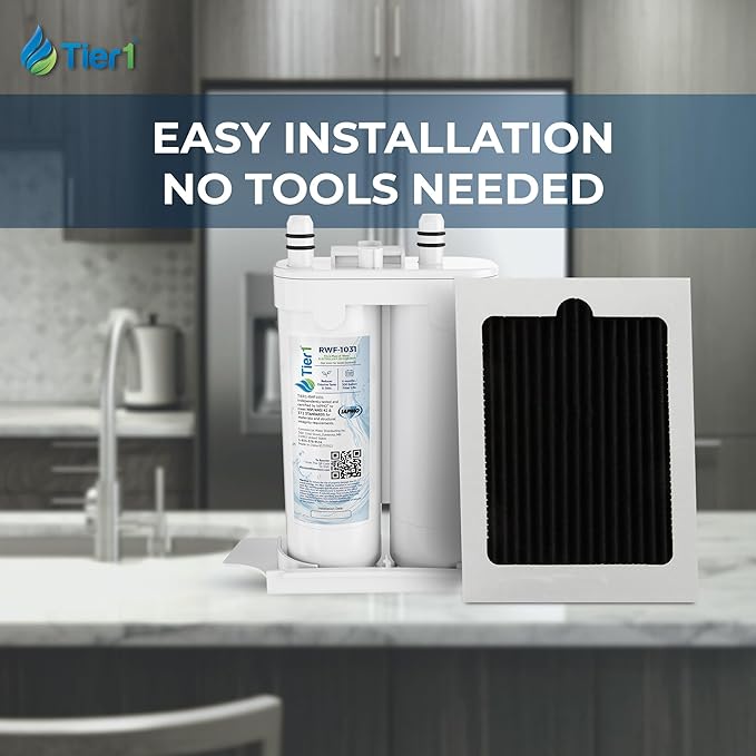 Tier1 RWF1031 WF2CB Refrigerator Water & Air Filter Combo | Replacement for PureSource2, EWF01, FC100, PAULTRA | Fridge Filter - Up to 12 Months Supply | Odor Control | Great Tasting Water (2-pk)