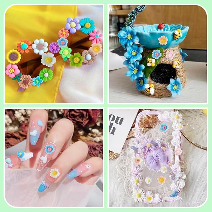 200 Pcs Mini Resin Flower Charms Luminous Rose Flower Flatback Cabochons Glow in The Dark Floral Rose Beads Nail Embellishments for DIY Craft Scrapbooking Hair Clip Decor
