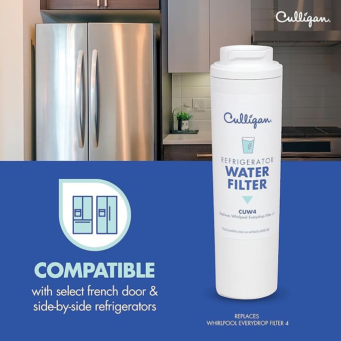 Culligan CUW4 Refrigerator Water Filter Replacement for Whirlpool Water Filter 4 (EDR4RXD1) Replace Every 6 Months Pack of 1