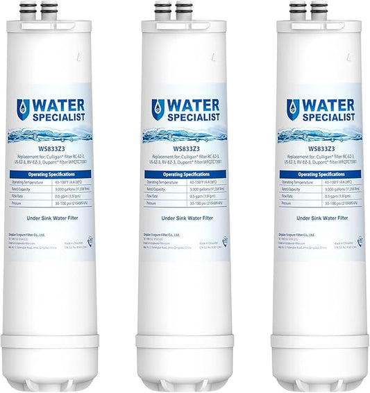 Waterspecialist RC 3 EZ-Change Advanced Water Filter Replacement, Replacement for Culligan® RC-EZ-3, IC-EZ-3, US-EZ-3, RC-EZ-1, Brita® USF-201, USF-202, DuPont® 3000 Gallons
