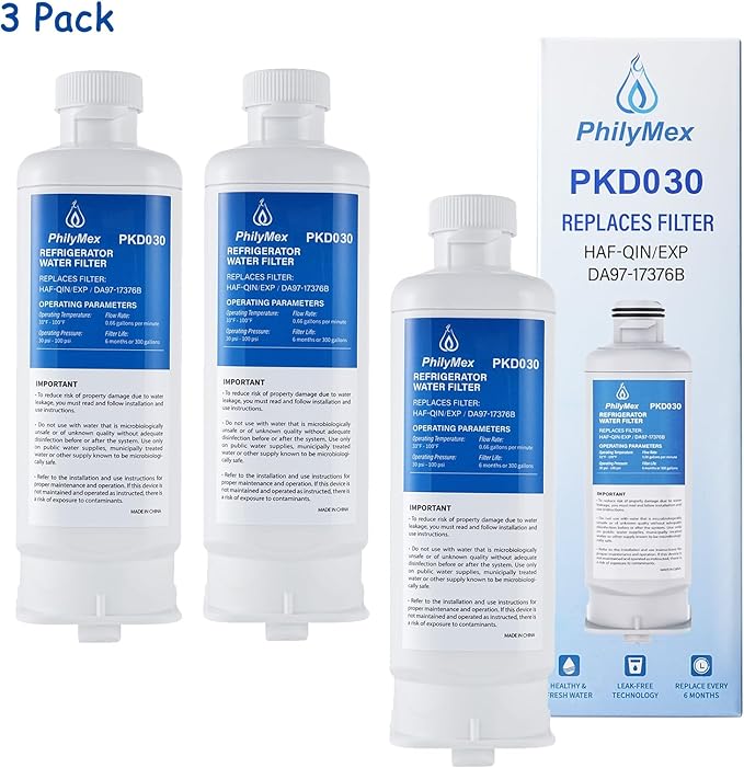 (3 Pack) DA97-17376B Water Filter for Sam&sung RF23R6201SR(/AA), RF27T5241SR(/AA), RF27T5501SR(/AA), RF29A9671SR(/AA), RS27T5200SG(/AA), RF29A9771SR(/AA) Replacement.