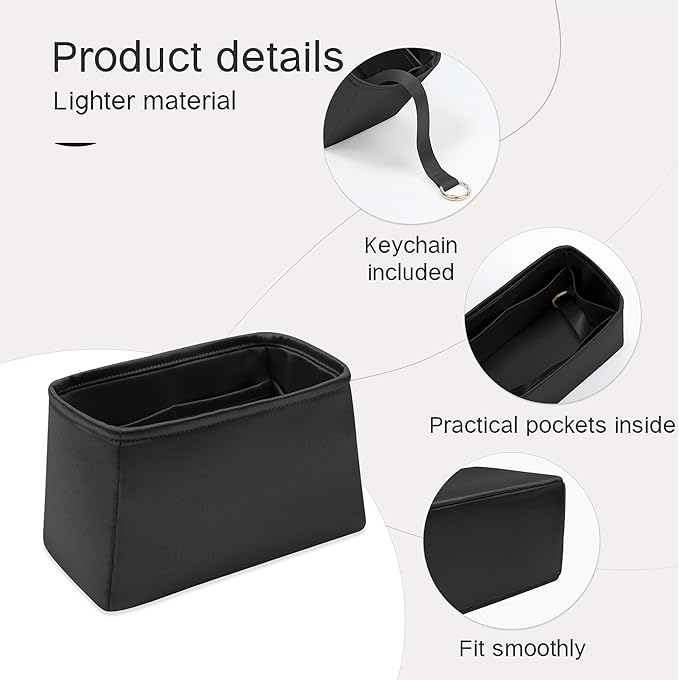 Silky Bag Insert Fit for Hermes Lindy 19/26, Silky Purse Organizer, Lightweight and Silk Touch (Fits Mini Lindy 19, Black)