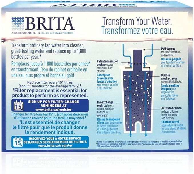 Brita 35503 Water Filter Pitcher Advanced Replacement Filters, 3/Pack