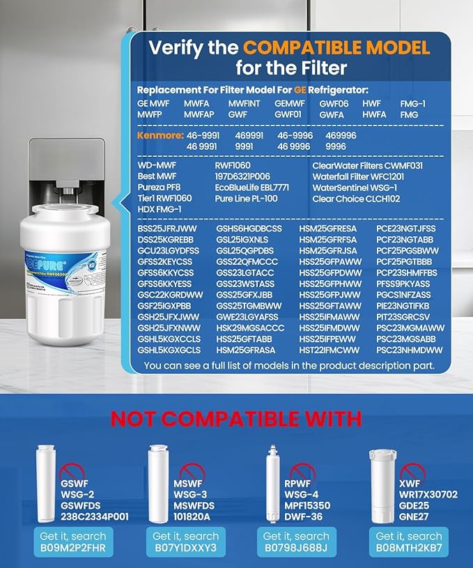 ICEPURE RWF0600A Replacement for GE MWFINT, 197D6321P006, WFC1201, GSH25JSDDSS, PSHS6PGZBESS, SGF-G9, RWF1060 Refrigerator Water Filter 2PACK