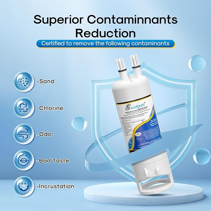 EXCELPURE WHR1RXD1 Replacement for EDR1RXD1 Refrigerator Water Filter, Everydrop® Filter 1, W10295370A, KAD1RXD1, P4RFWB, 46-9081, 46-9930, P5WB2L, PS2378001, 2Pack